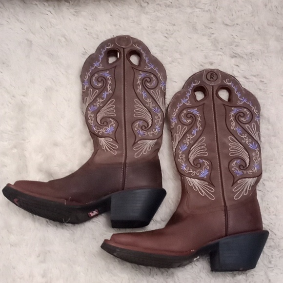 Tony Lama Other - Tony Lama Deadstock Leather Purple Floral Tooled Western Cowboy Boot